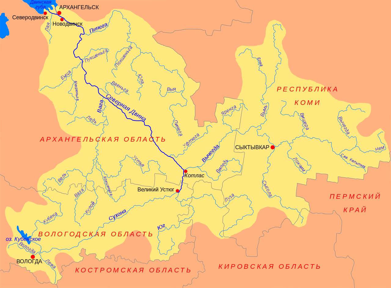 Северная вологда карта. Исток реки Северная Двина на карте. Бассейн реки Вычегда. Бассейн реки Сухона. Северная Двина река на карте от истока до устья.